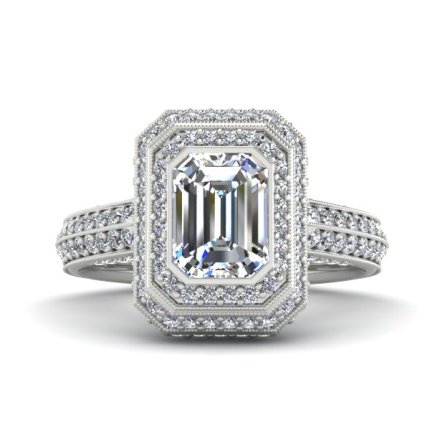 AH Thompson Emerald Diamond Ring in 18kt White Gold AU
